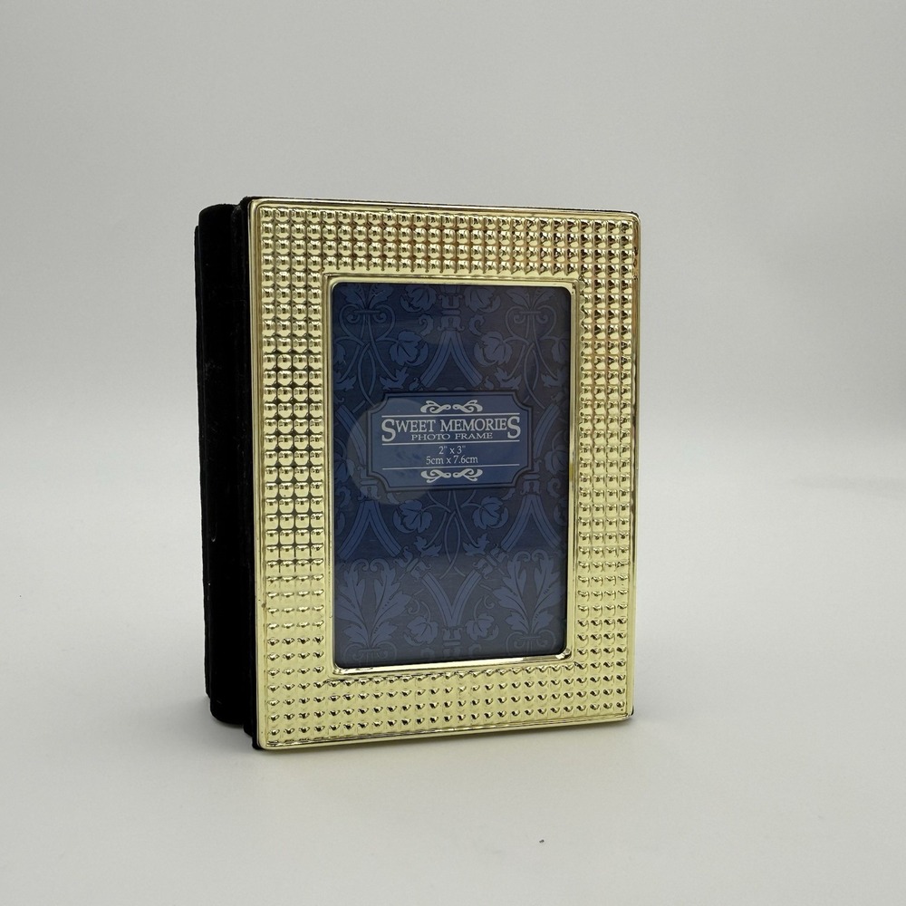 Photo Frame Album 2x3 Vintage Gold Brass Color Miniature Tiny Photo Art Deco